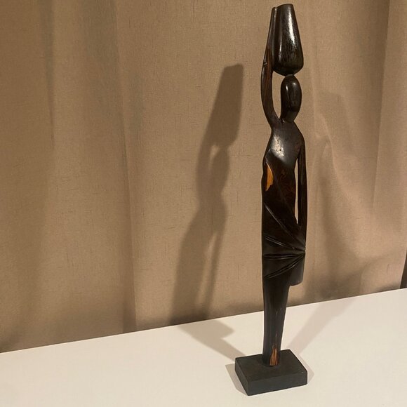 Vintage African Sese Wood Sculpture | "Thinking Shadow" by Rita Addo Zakour | 19 - Picture 3 of 6